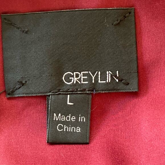 Greylin Burgundy Shirley Lace Sheath Dress LARGE Whimsygoth Dark Fairy Prom - Picture 13 of 14